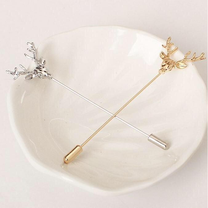 ☛BELIDEH☚ A041 Bros Pin Bentuk Rusa Warna Silver Gaya Punk Antik untuk Pria / Wanita Import Murah-4