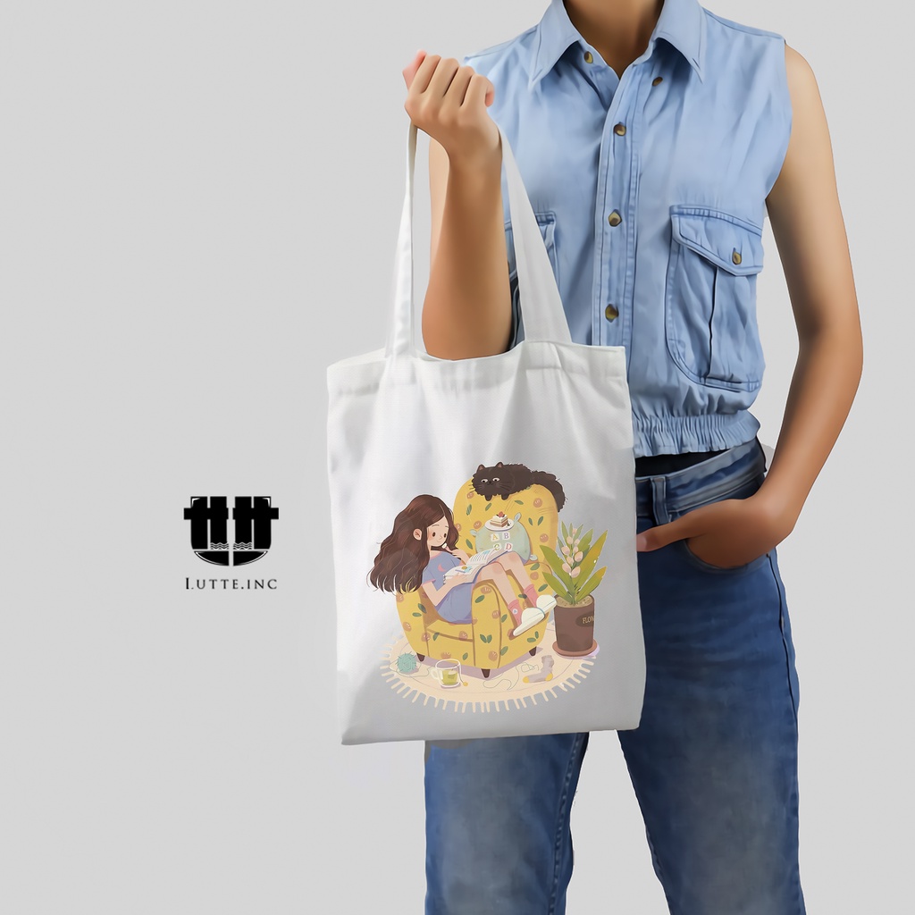 Tote bag Kanvas Totebag Original Lutte.Inc  Tas Tote Premium Read Series