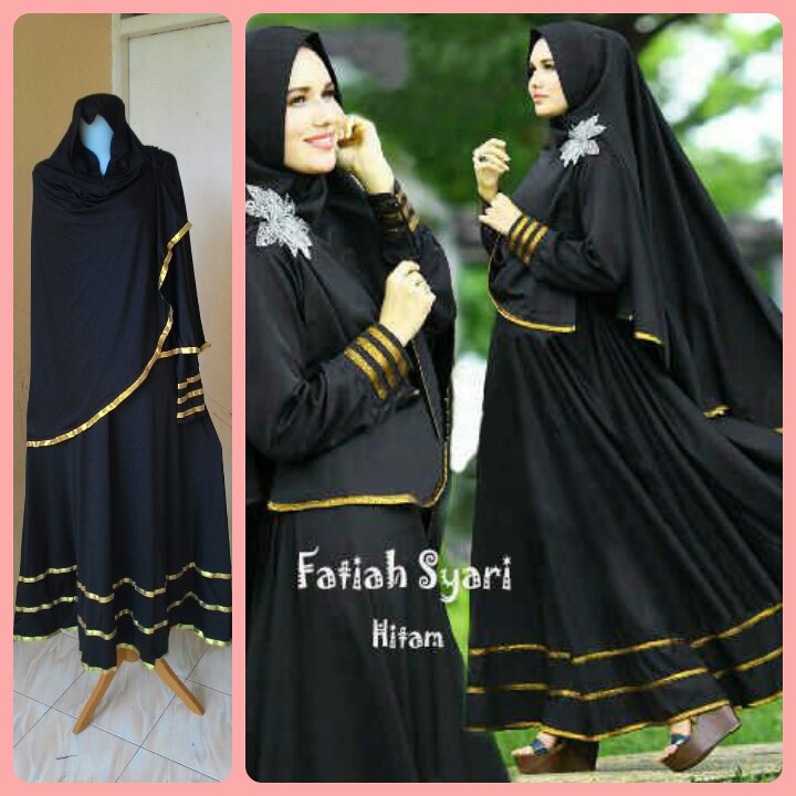 Baju muslim Grosir Gamis Syari Fatiah Hitam (pusat,konveksi,produsen) FREEongkir