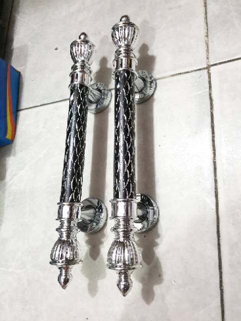 Paket handle pintu stainless 35cm silver hitam 2set + body pelor PROMO TERMURAH