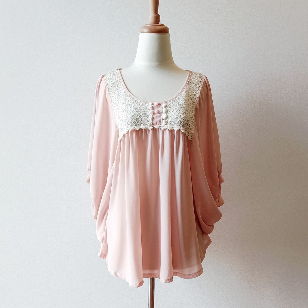 original Cavalier elegant peach blouse / preloved baju atasan wanita