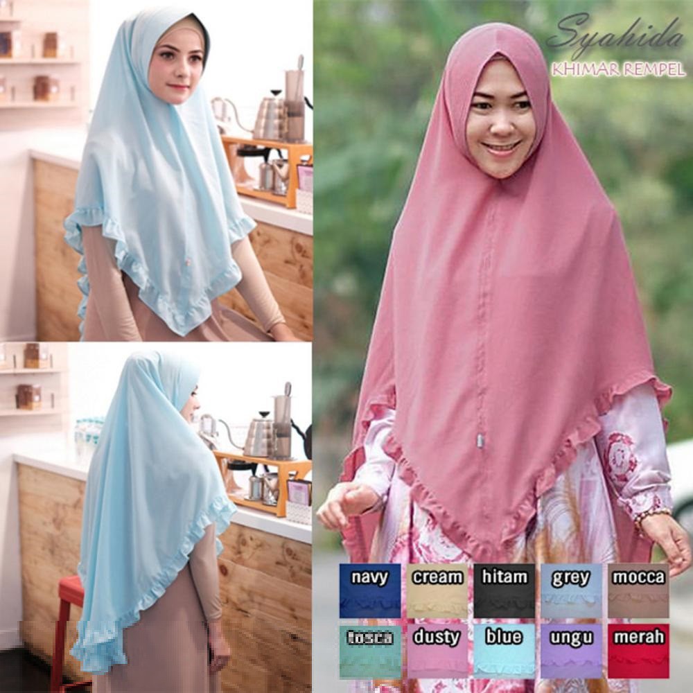 Hijab Syari Khimar Rempel Syahida Jilbab Bergo Pad