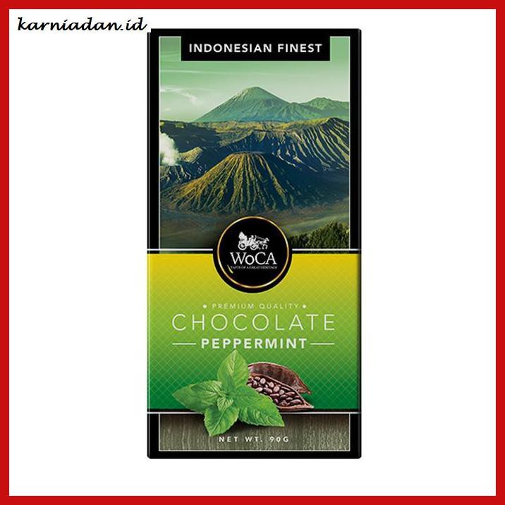 

MAKANAN-RINGAN- WOCA PREMIUM CHOCOLATE BAR - COKELAT BATANG RASA MINT - 90 GRAM -BERMACAM-MACAM.