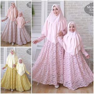 Top Cp Mom Kids Ido lya couple sepasang kembaran gaun pesta anak perempuan gamis syari maxi hijab b