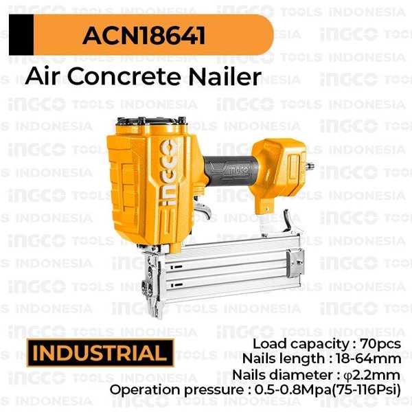 INGCO ACN18641 Mesin Paku Tembak Tembok Beton 18-64 mm Air Concrete Nailer Staple Gun Alat Paku Stap