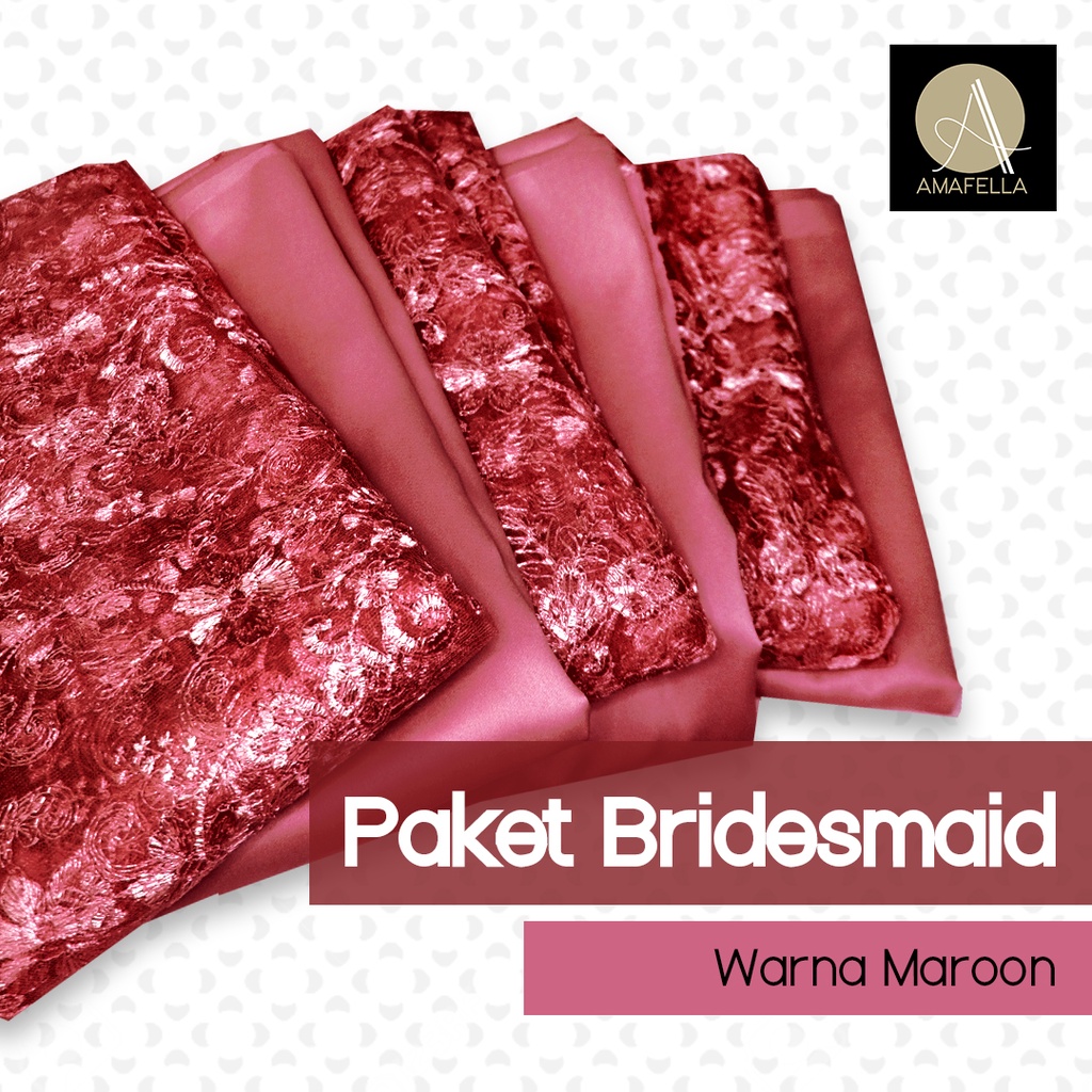 Paket Kain Bridesmaid Seragaman Premium Lamaran Keluarga Lengkap Satin Kebaya Brokat Warna Maroon