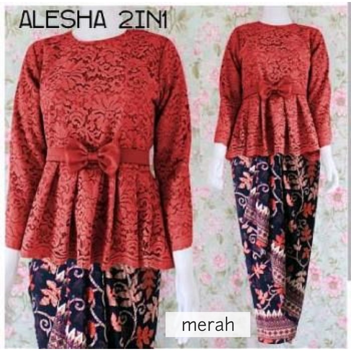 DRESS BATIK Stelan kebaya Alesha/kebaya wisuda modern/kebaya modern/kebaya batik  IWAZAH OFFICE