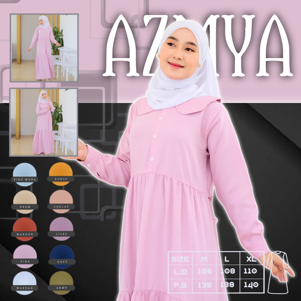 AZMIYA - Baju Gamis Wanita Terbaru 2022 Dress Remaja Kekinian Model Muslim Syari Dres Dewasa Set War
