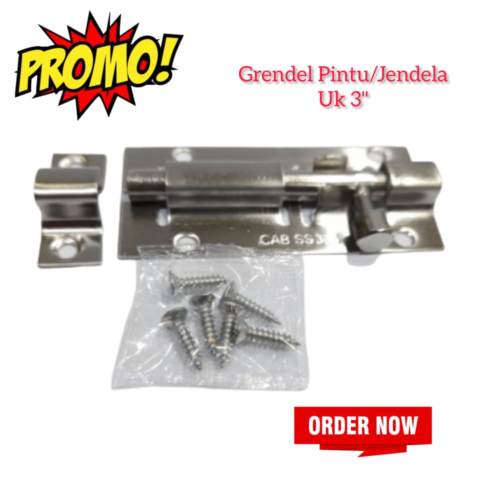 Grendel Stainless Pintu 3" Gerendel Jendela Kunci Slot Pintu Dan Jendela Alat Pengamanan Kunci Slot