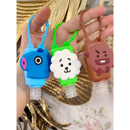 Botol Hand Sanitizer KPOP BTS BT21 Cartoon / Holder With Empty Bottle / Gantungan