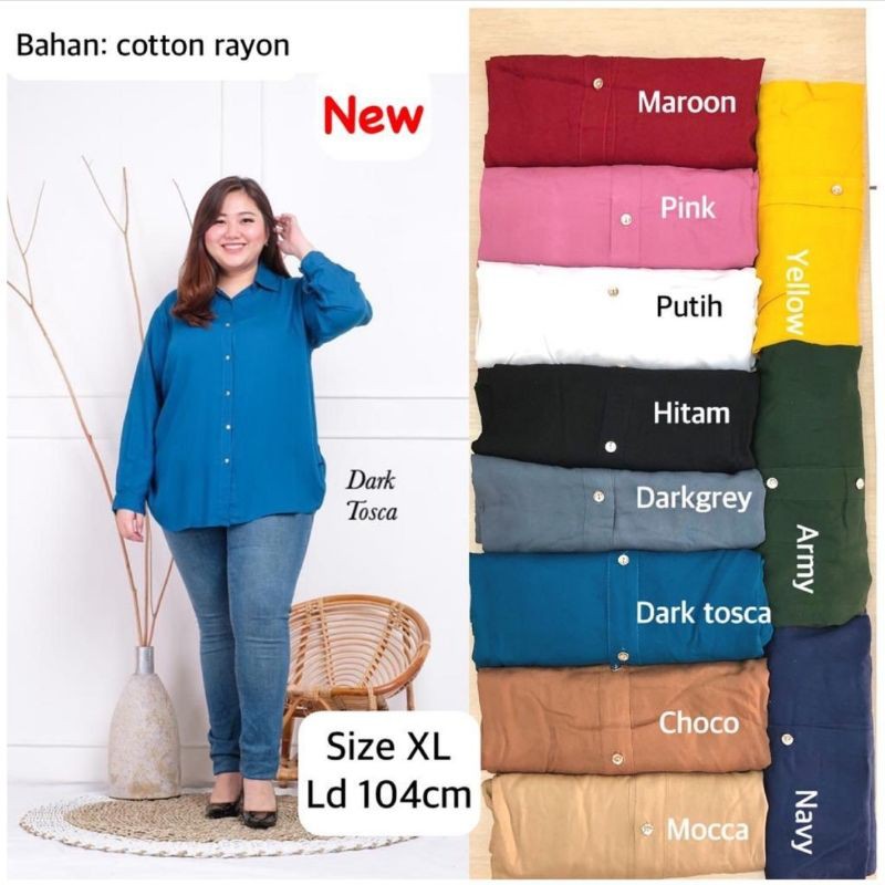 XL BASIC SHIRTS KEMEJA KATUN LD 104 CM 2L