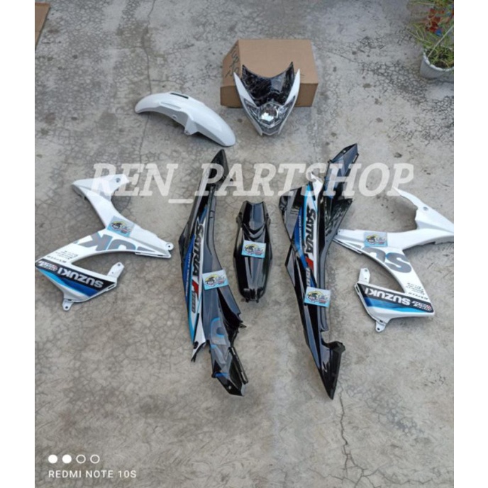 Cover Body Satria Fu Facelift Fl Fullset Halus Hitam Putih plus Stripping
