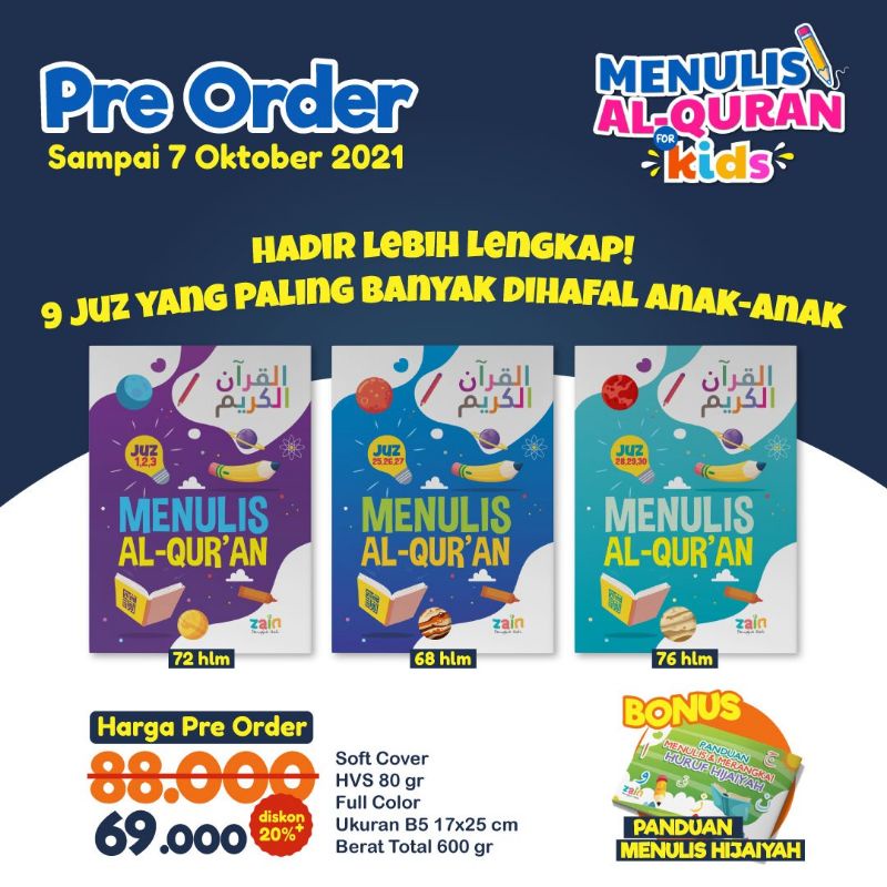 Buku Menulis al Qur'an for kids | buku hafalan al Qur'an