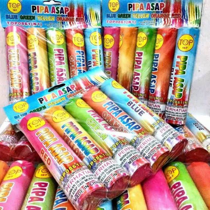 Pipa Asap N1 Durasi 6O detik-Smoke Bomb-Pipa Asap Merk TOP+LENTERA+PEGASUS (1Pack Isi 5Pcs)