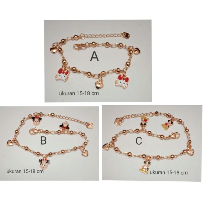 NK021. Gelang tangan xuping lapis emas dgn mata zircon ukuran 15-18 cm anak-anak