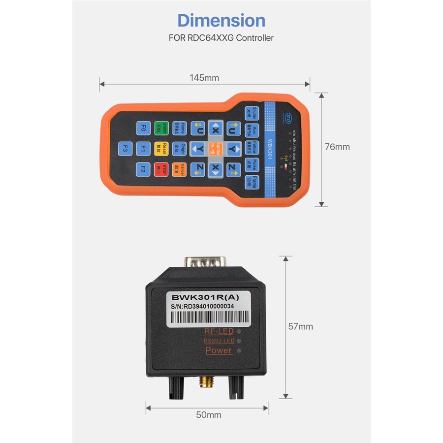 CO2 Laser Ruida Wireless Controller BWK301R Portable Cutting RDC 6442
