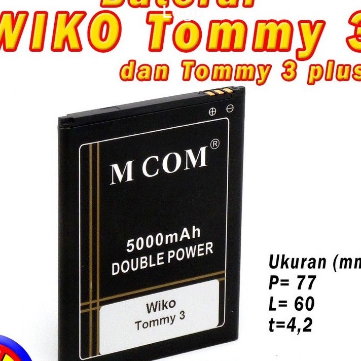 baterai mcom typ wiko tommy 3 plus k600 ag double power