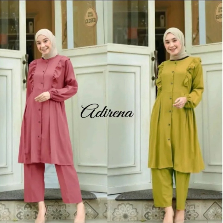 SETELAN TUNIK +CELANA /SET WANITA TERBARU /SETELAN RENDA POLOS