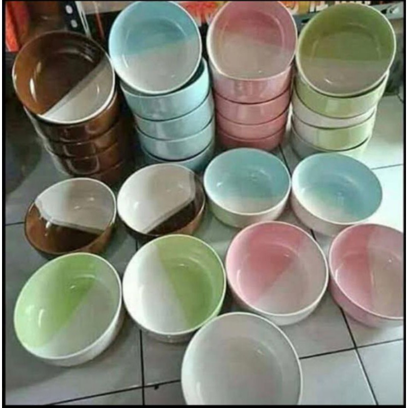 Mangkok Keramik Pelangi Bulat Two Tone