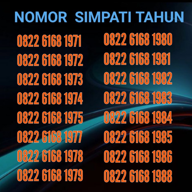 Simpati seri 6168 tahun