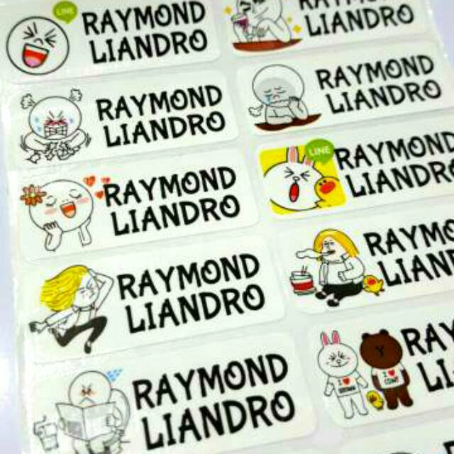 

Label nama anti air stiker waterproof Line