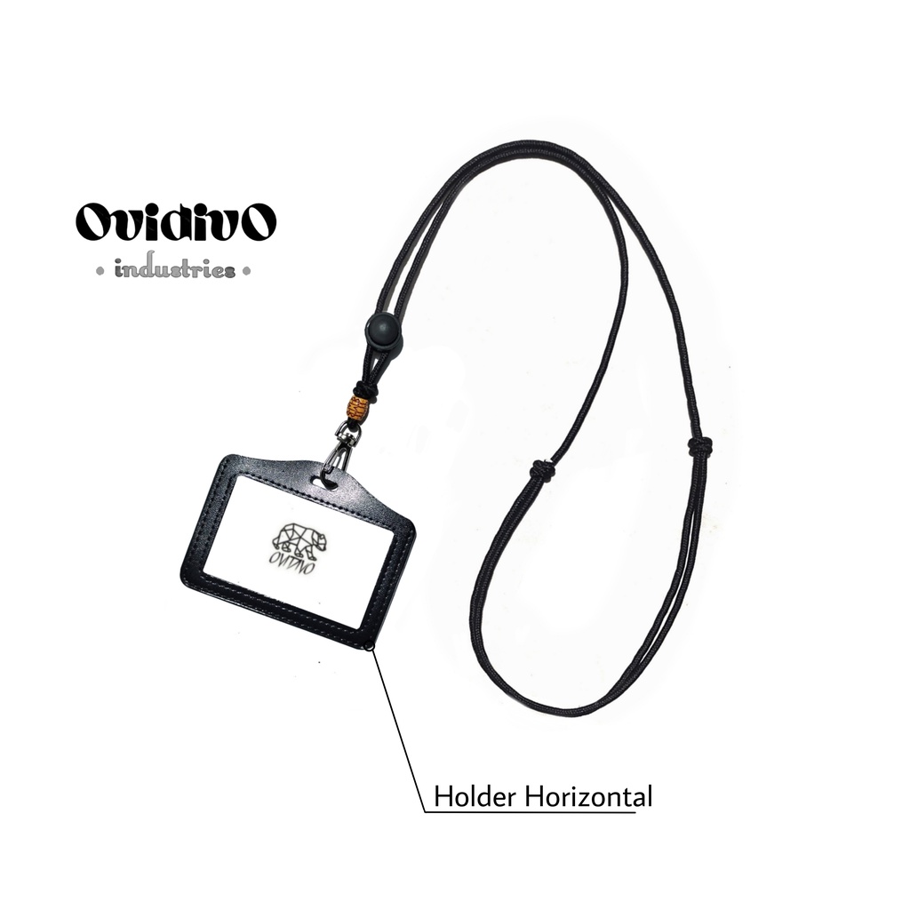

Lanyard Id cad holder nametag kulit Horizontal