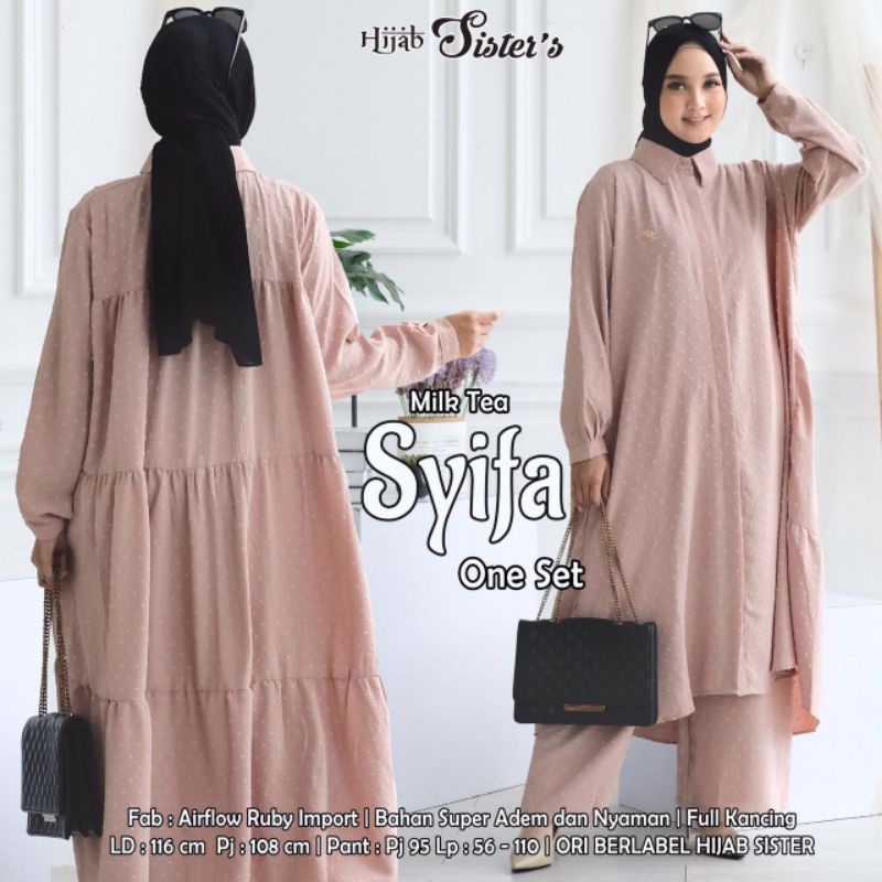 SET TUNIK PANJANG + CELANA AIRFLOW RUBY IMPORT POLOS WARNA PASTEL SYIFA SET BY HIJAB SISTER