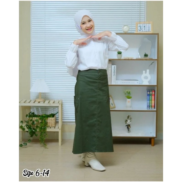 KSHFASHION I Rok Span Anak Perempuan I Rok Panjang Anak Cewek I Rok Katun Anak Tanggung 6-12 Tahun