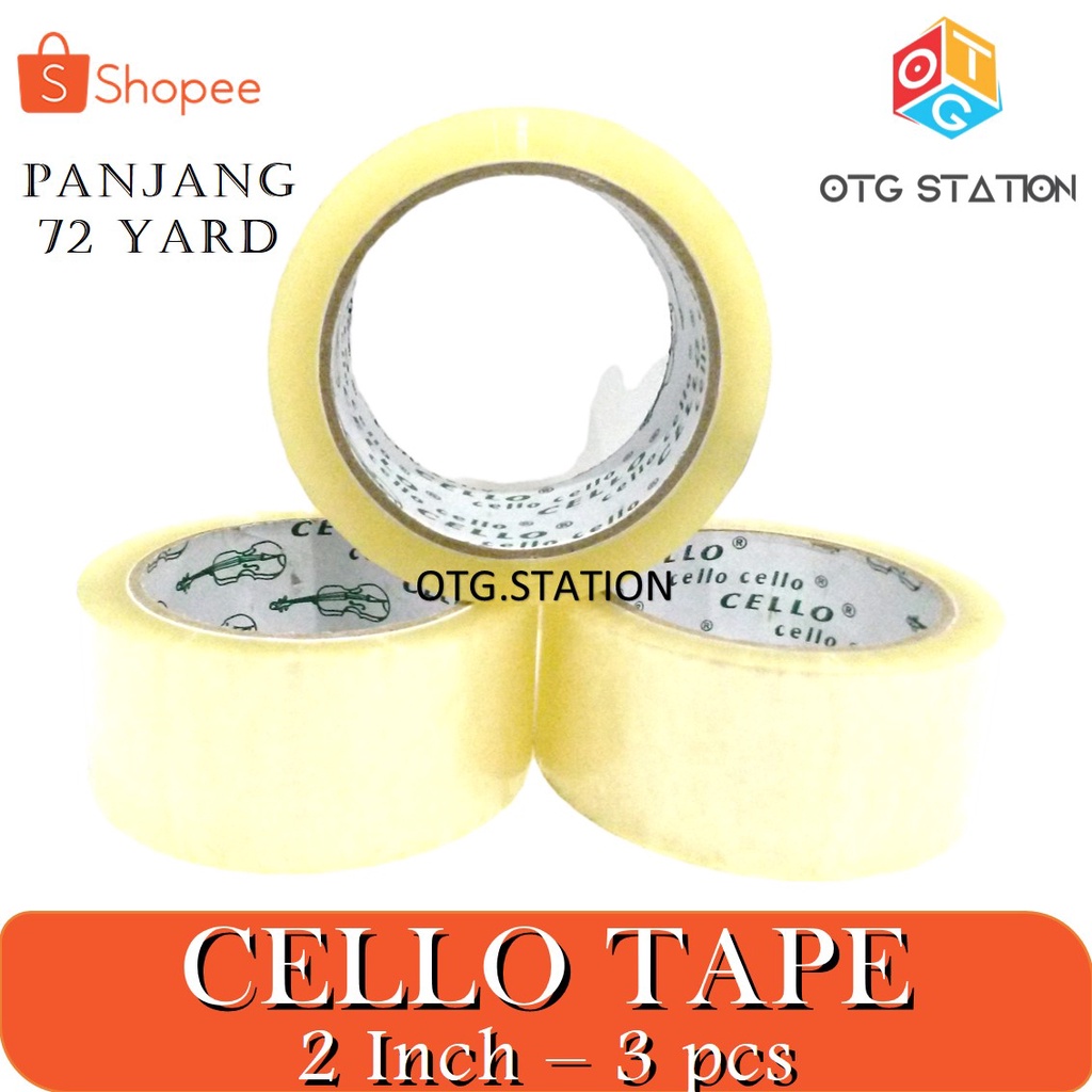 

Cello Tape Bening 1 Inch 3 pcs Isolasi Bening Besar Cellotape Lem Perekat Bening Alat Isolasi Pembungkus OTG STATION