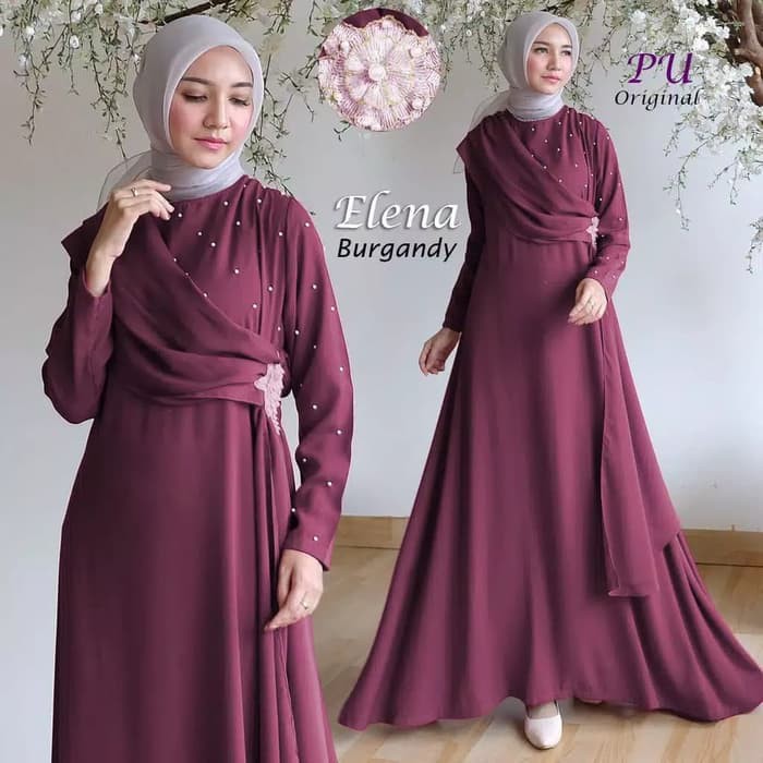 GAMIS PESTA MODERN ELENA SYARI MAXI DRESS FASHION WANITA TERBARU EXCLUSIVE