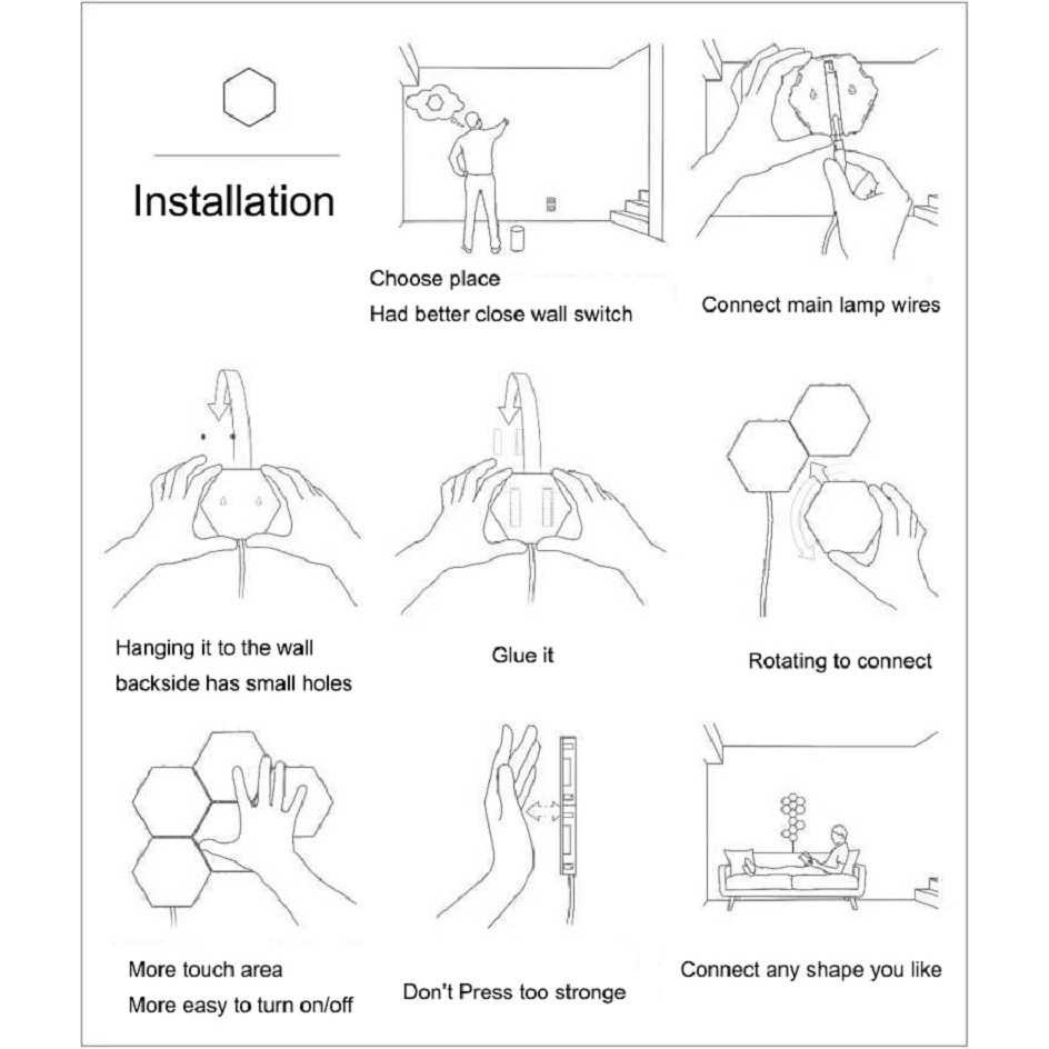 Touch Screen Lampu Dekorasi Interior Dinding Quantum LED Hexagonal