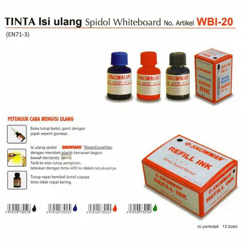 TINTA SPIDOL WHITEBOARD SNWOMAN / SNOWMAN WHITE BOARD MARKING INK