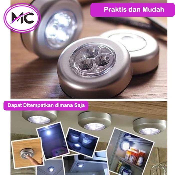 Lampu Emergency Darurat LED Tempel Stick and Click Serbaguna Super Praktis Multifungsi Murah Indoor Outdoor Baterai