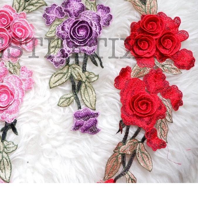 patch bordir bunga embroidery rose renda baju aplikasi bunga bordir 3d EHG002