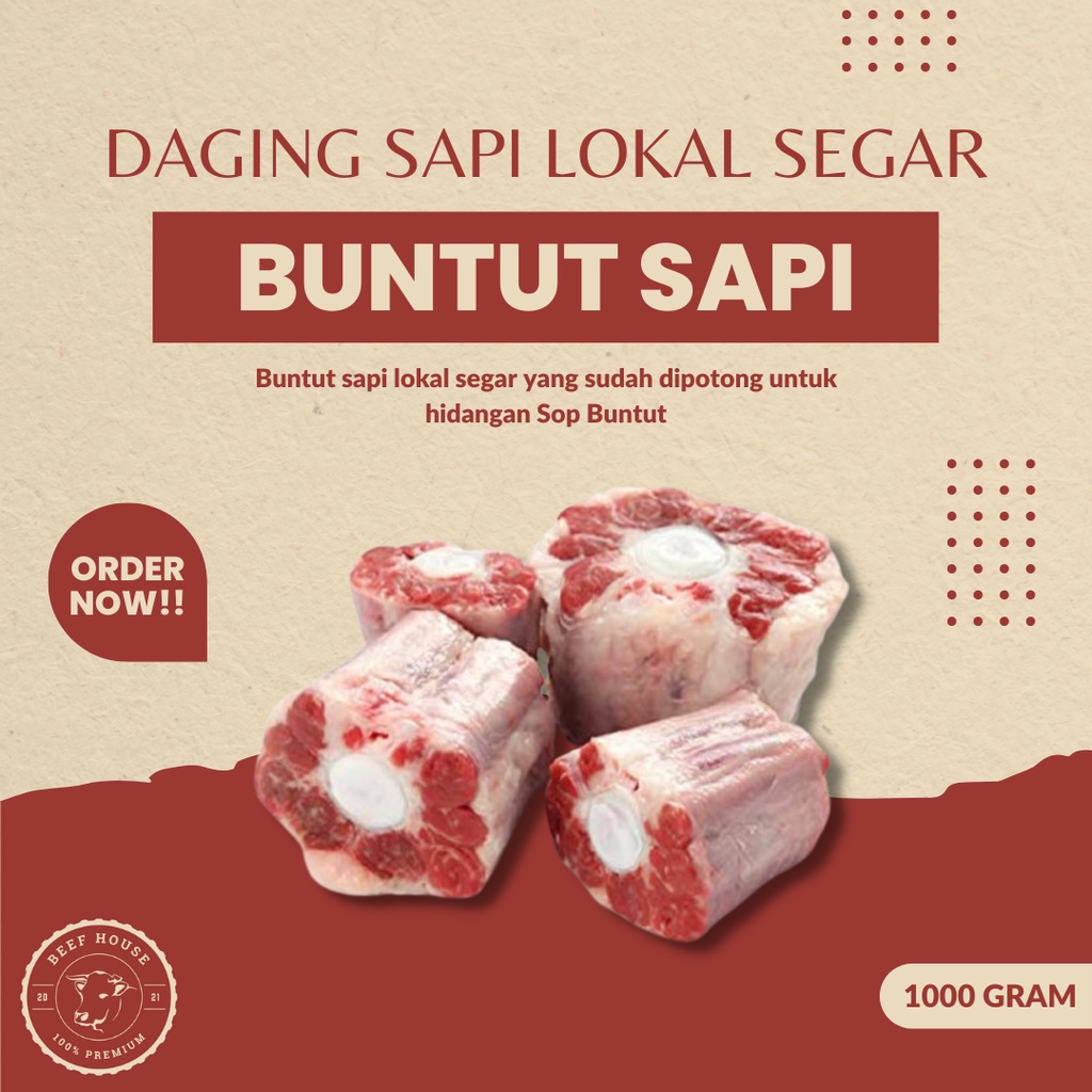 

Buntut Sapi Lokal Segar Oxtail Center Cut Fresh 1000 Gram