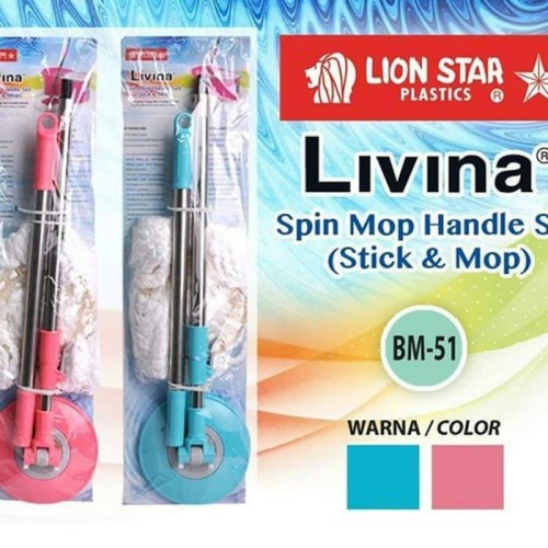 Tongkat alat Pel Lantai Livina LION STAR Spin Mop hendle set BM-51 / bm51