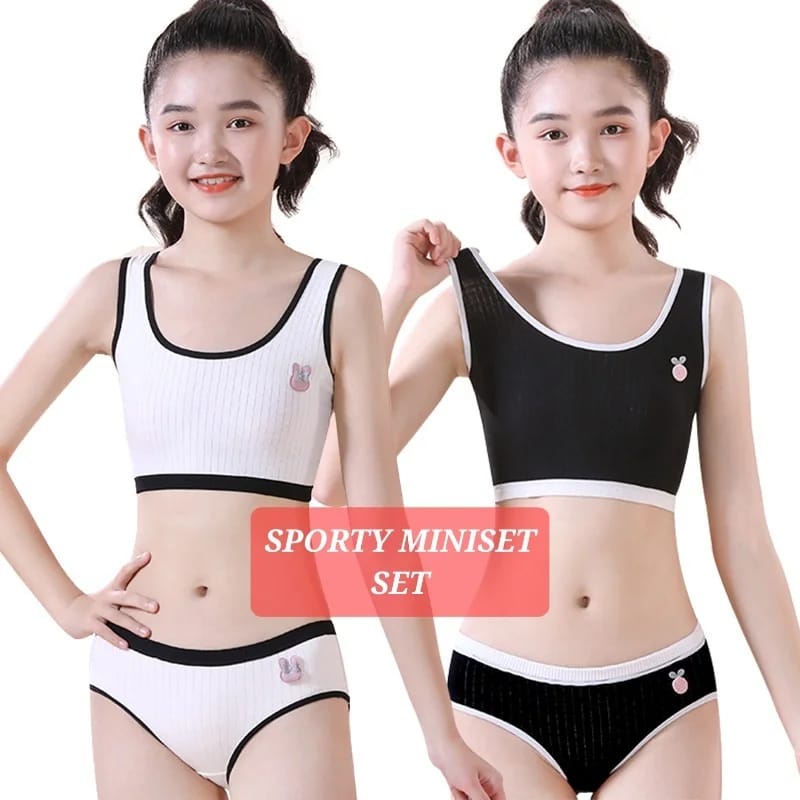 SPORTY BRA MINISET SET SPORT BRA PANTIE ANAK REMAJA CEWEK SD SMP KOREA IMPORT