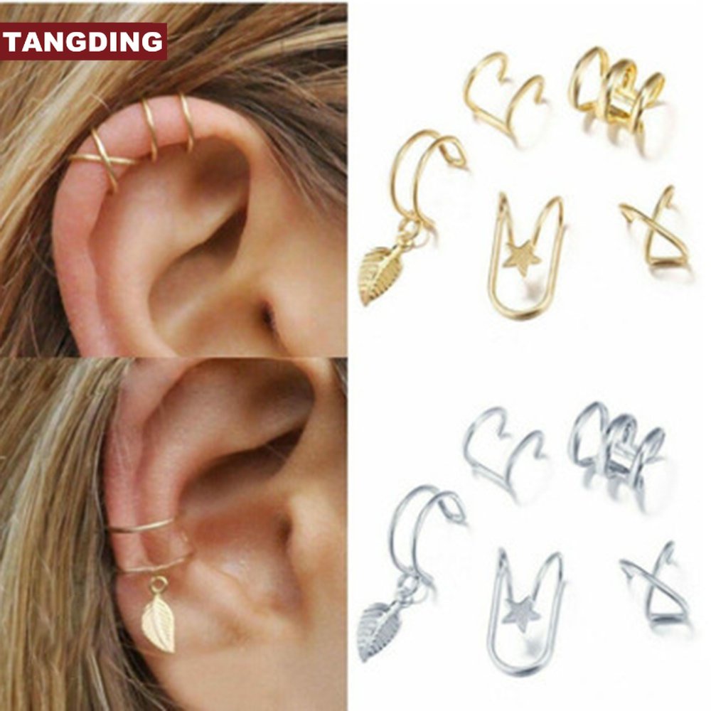 【COD Tangding】5pcs / SET Anting Klip Tulang Rawan Telinga Bentuk C Ganda Tanpa Tindik