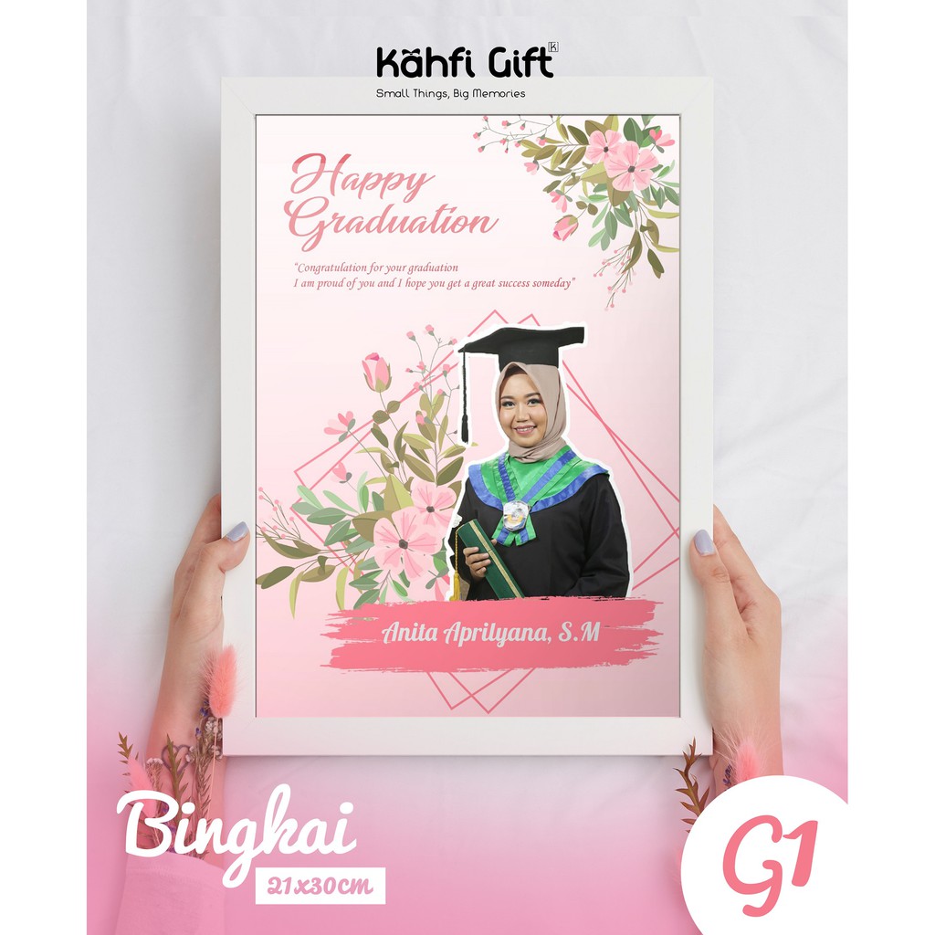 Desain + Cetak Bingkai (21x30cm) Kado Wisuda, Wedding, Ulang Tahun