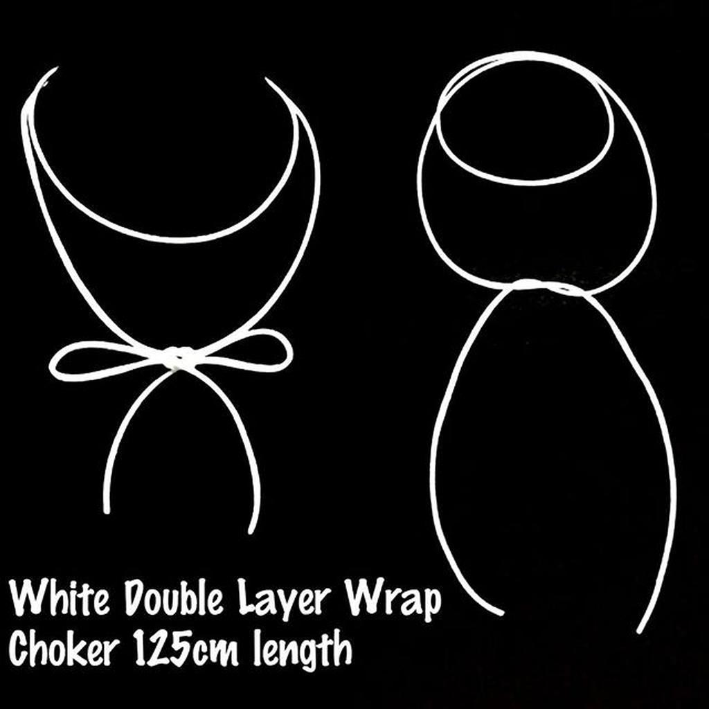 White Double Layer Wrap Choker Plain Necklace | Kalung Handmade