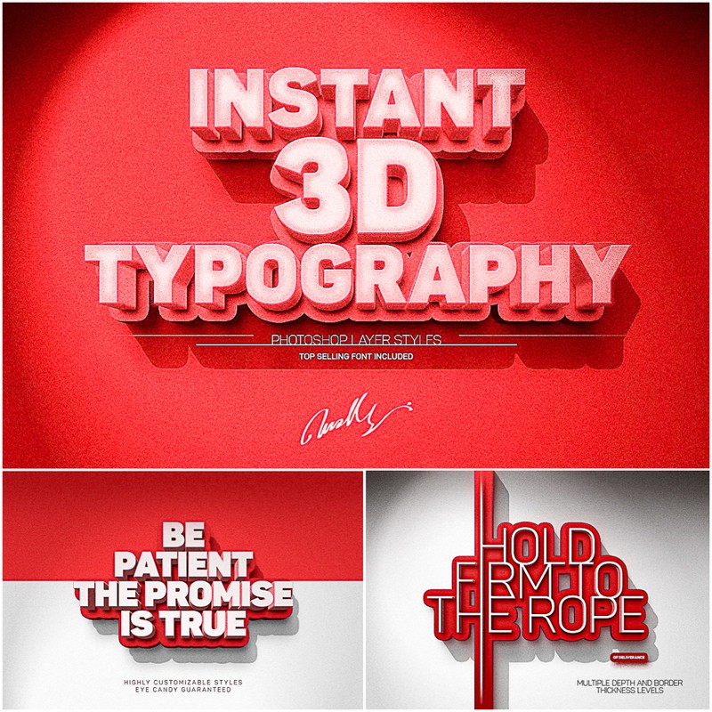 Instant 3D Typography Photoshop Action