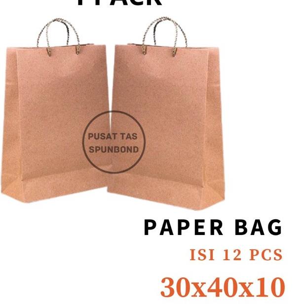 

☈ Paper Bag 30x40x10 - 1 PACK / Paper Bag Coklat / Paper Bag Kraft ➳