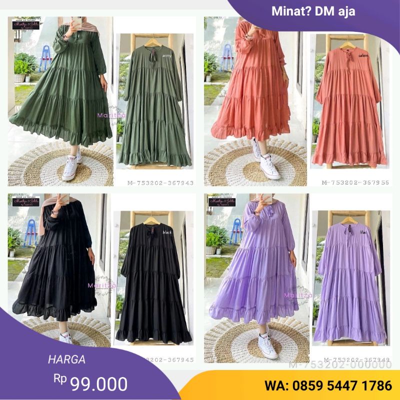 MIDI DRESS WANITA RACHEL BUSUI KATUN RAYON VXJY-016Variasi：RACHEL Peach, RACHEL Army, RACHEL Hitam, 