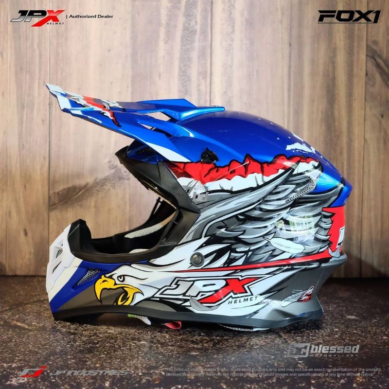 HELM JPX CROSS X39 INDONESIA BLUE GLOSS HELM CROSS JPX X39 GARUDA BIRU GLOSS HELM TOURING MOTOCROSS