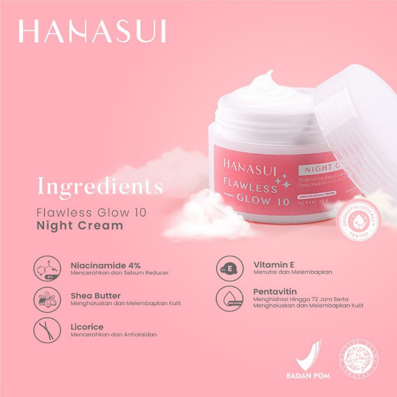 Hanasui Flawless Glow 10 Night Cream 15gr