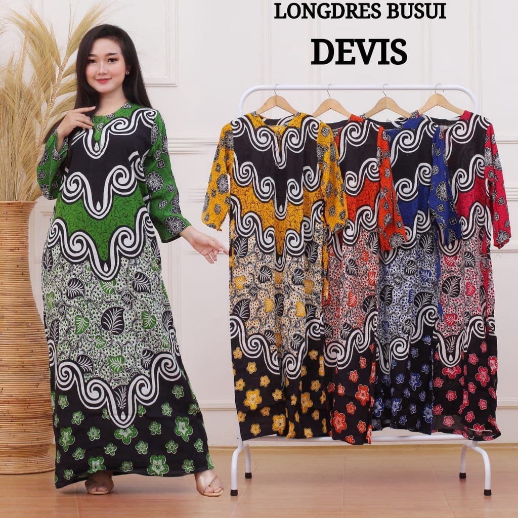 DASTER LONGDRESS MOTIF BELVA WADIMOR CANTIKA DEVIS BATIK CANTIK DASTER PANJANG LONG DASTER LONG HOME