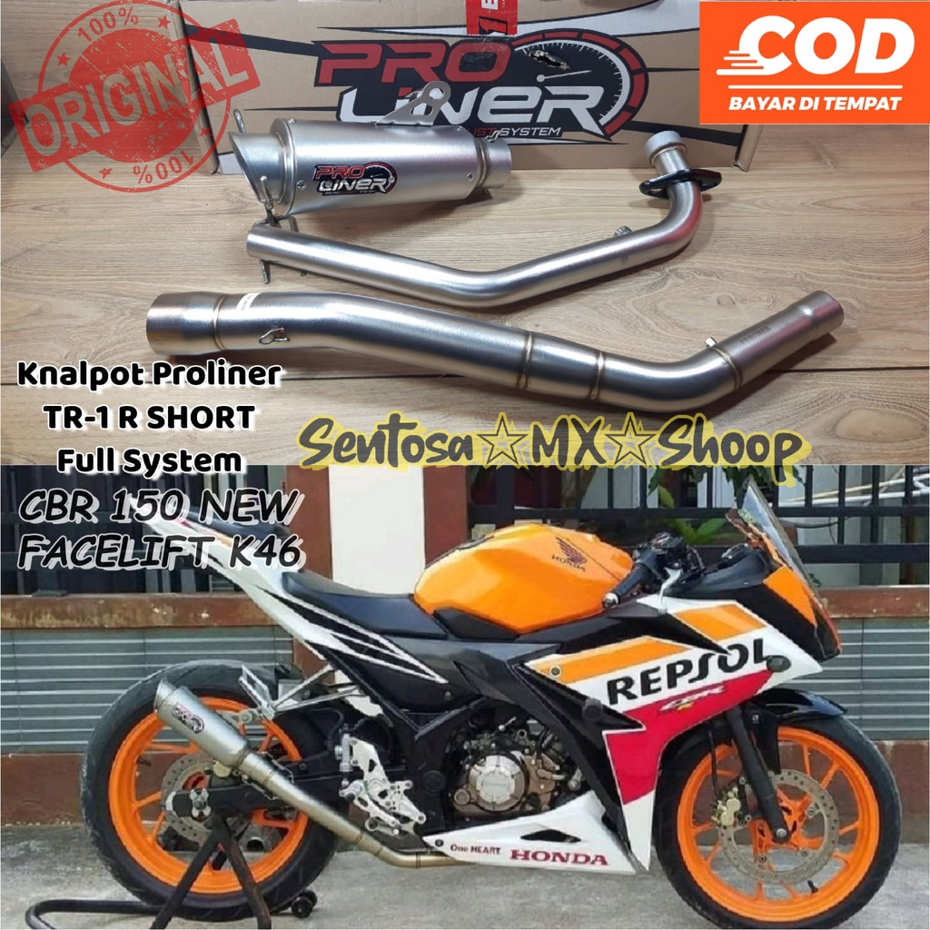 ( PR0LINER ) KNALPOT RACING CBR150NEW FACELIFT (K46) TR1-R-SHORT ORIGINAL PROLINER ( full system )