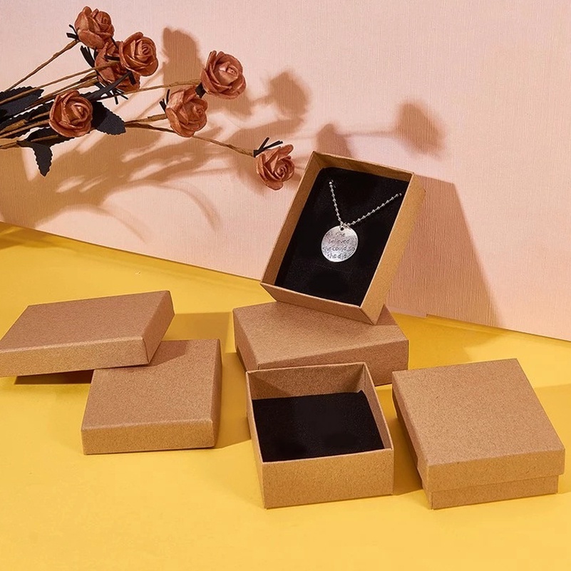 Liontin Anting Kraft Kotak Hadir Pajangan Kemasan Kertas Dengan Spons Hitam High Quality Jewelry Organizer