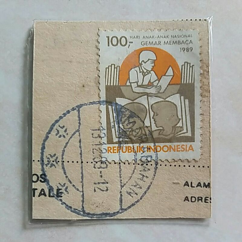 

(K13) Cap Pos Jelas Perangko Hari Anak - Anak Nasional 1989 100 Rupiah Used