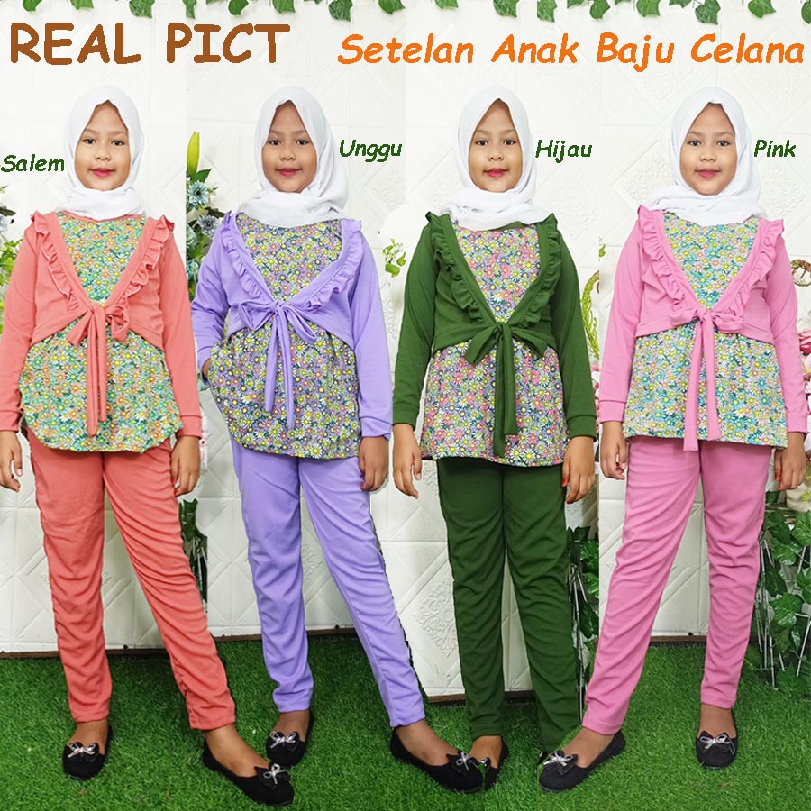 SETELAN CHIKA ANAK BAJU ROMPI DAN CELANA 6-12tahun GL FASHION